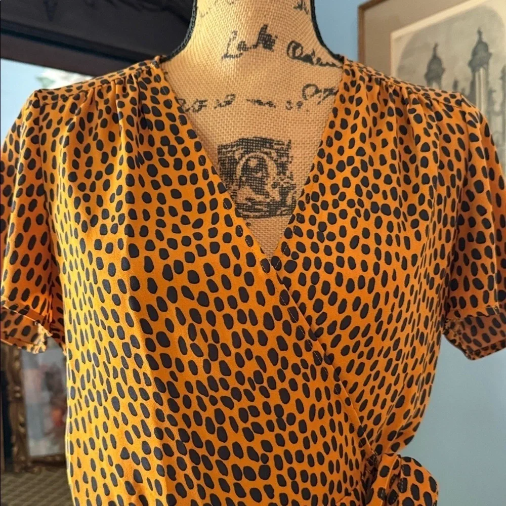 J.Crew Orange and Navy Cheetah Print Wrap Dress